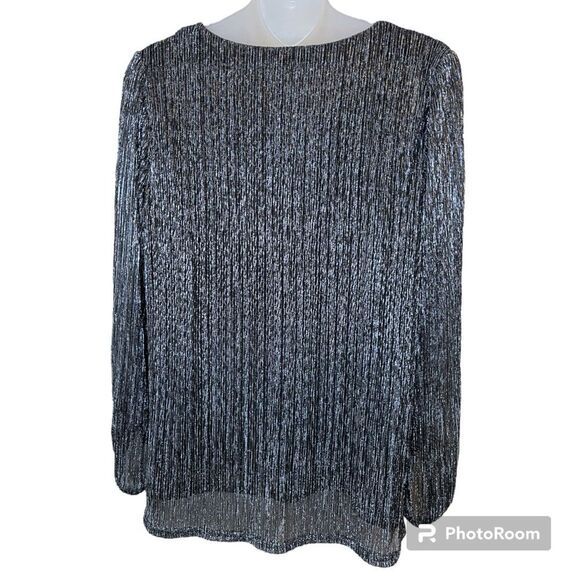 Nine West Metallic-Threaded Blouson-Sleeve Top Size Medium - Picture 3 of 11